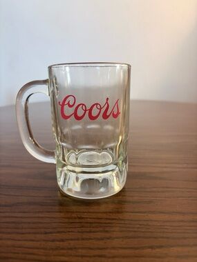 Vintage Coors Clear Glass Beer Mug with Red Logo